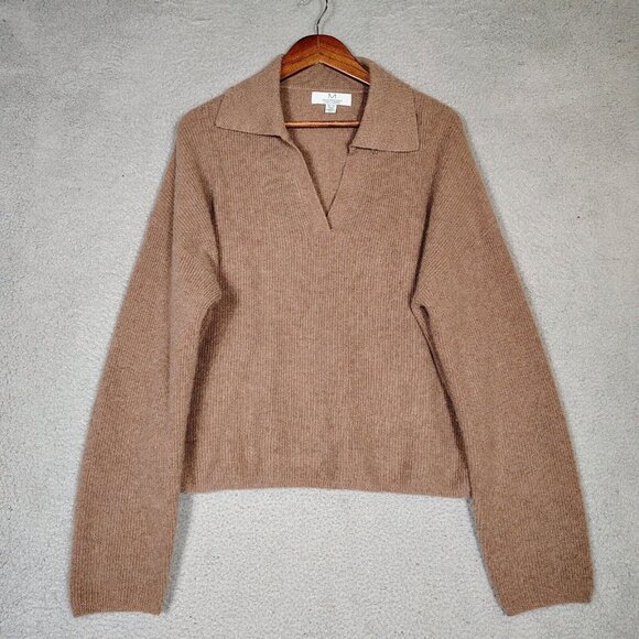Magaschoni Sweaters - Magaschoni Sweater Women's XL Brown 100% Cashmere Ribbed soft Cozy Preppy